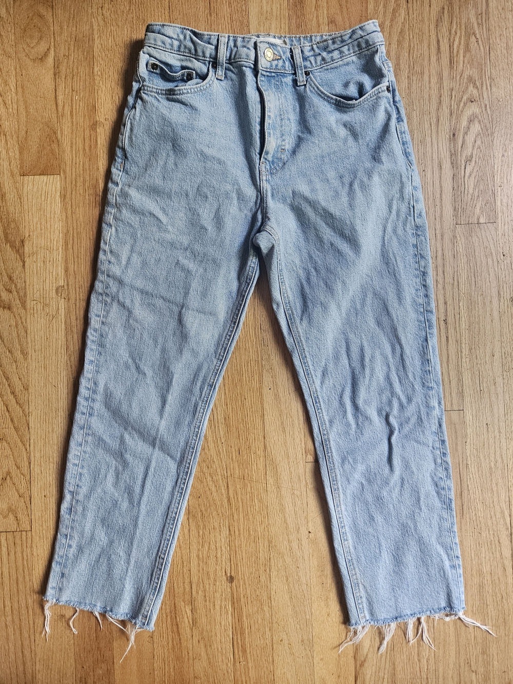 Top Shop Light Wash High-Rise Straight Jeans